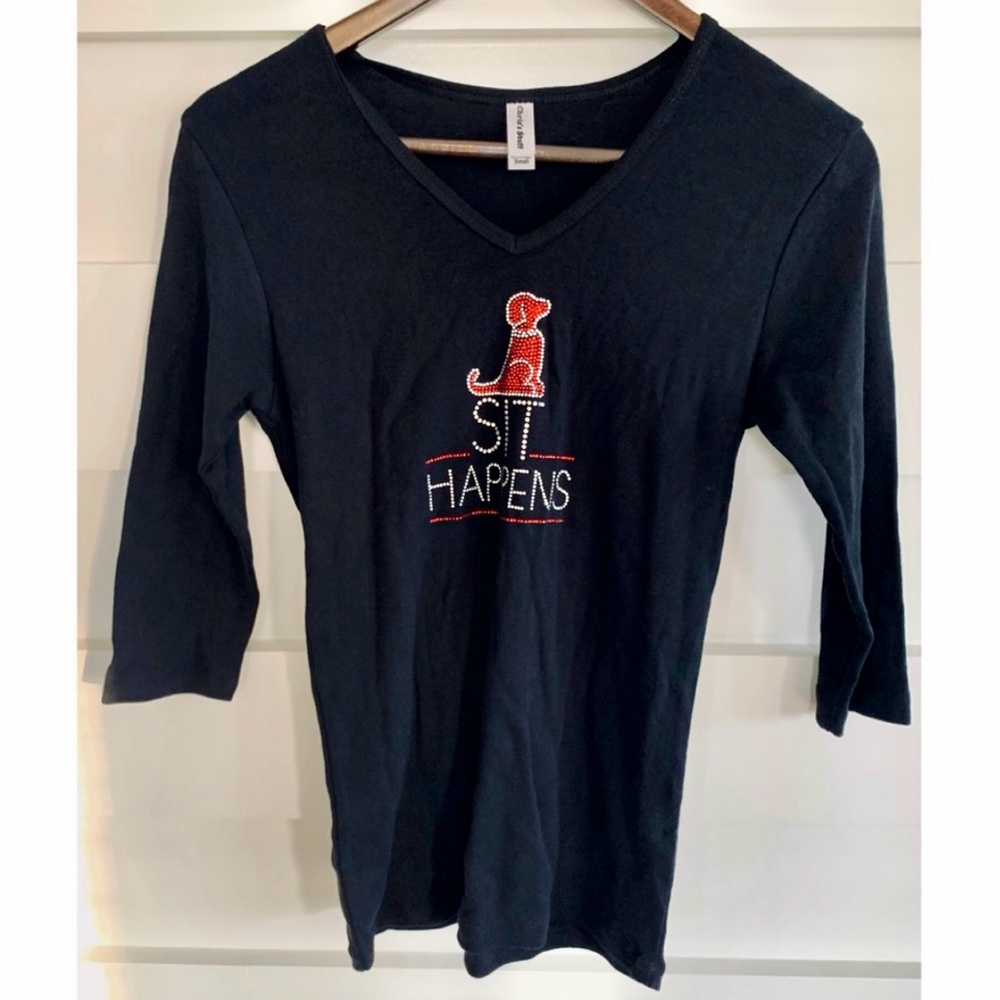 🆕 Rhinestone ’Sit Happens’ Top SMALL 🐾 - Picture 4 of 4